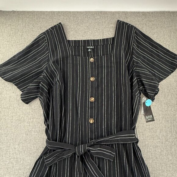 NEW! a.n.a A New Approach Button Top Black Stripe Belt Tie 2X $47 100% Cotton - Picture 2 of 11